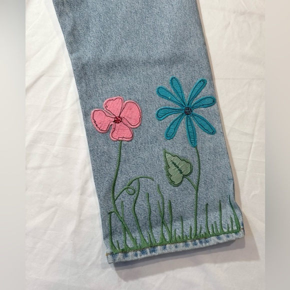 ABS by Allen Schwartz Vintage 100% Cotton Button Fly Embroidered Jeans Size 10 - Picture 7 of 12